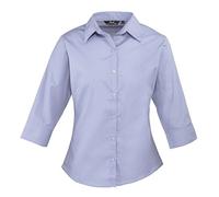 Premier Workwear Ladies 3/4 Sleeve Poplin Blouse Mid Blue Size 18