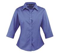 Premier Workwear Ladies 3/4 Sleeve Poplin Blouse Royal Blue 24