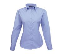 Premier Workwear Ladies Long Full Sleeve Poplin Blouse Plain Formal Office Shirt
