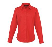 Premier Workwear Ladies Long Full Sleeve Poplin Blouse Plain Formal Office Shirt