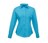 Premier Workwear Ladies Long Full Sleeve Poplin Blouse Plain Formal Office Shirt