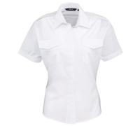 Premier Workwear Ladies Short Sleeve Pilot Shirt White 26