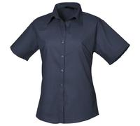 Premier Workwear Ladies Short Sleeve Poplin Blouse Navy 6
