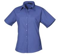 Premier Workwear Ladies Short Sleeve Poplin Blouse Royal Blue 24