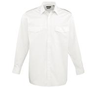Premier Workwear Mens Long Sleeve Pilot Shirt White X-Small (Manufacturer Size:15)