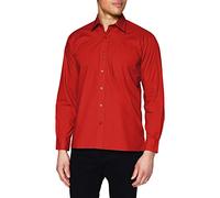 Premier Workwear Mens Long Sleeve Poplin Shirt Red Size - 17.5"(44.5cm)