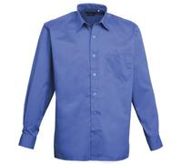 Premier Workwear Mens Long Sleeve Poplin Shirt Royal Blue Size - 18.5"(47cm)