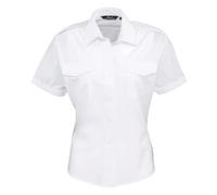 Premier Womens/Ladies Short Sleeve Pilot Blouse / Plain Work RW1096