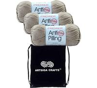 Premier Yarns Anti-Pilling Everyday DK Cappuccino 1107-21 (3-Skeins-Same Dye Lot) DK Light Worsted #3 Anti-Pilling Acrylic Yarn for Crocheting and Knitting with Project Bag