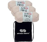 Premier Yarns Anti-Pilling Everyday DK Linen 1107-19 (3-Skeins - Same Dye Lot) DK Light Worsted #3 Anti-Pilling Acrylic Yarn for Crocheting and Knitting with Project Bag