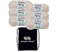 Premier Yarns Anti-Pilling Everyday DK Linen Acrylic Yarn 6-Skein Bundle, Safe for Sensitive Skin, Includes Project Bag
