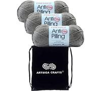 Premier Yarns Anti-Pilling Everyday DK Solids Dove 1107-27 (3-Skeins - Same Dye Lot) DK Light Worsted #3 Anti-Pilling Acrylic Yarn for Crocheting and Knitting with Project Bag