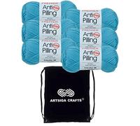Premier Yarns Anti-Pilling Everyday DK Turquoise 1107-73 (6-Skeins-Same Dye Lot) DK Light Worsted #3 Anti-Pilling Acrylic Yarn for Crocheting and Knitting with Project Bag
