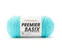 Premier Yarns Basix, Solid Worsted Yarn, Made of Acrylic, Ideal Yarn for Crocheting and Knitting, Aqua, 359 Yards