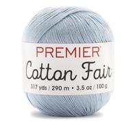 Premier Yarns Cotton Fair Solids Yarn, Baby Blue, 50% Acrylic and 50% Cotton, 3.5oz/100g, 317yd/290m, Ideal for Summer Projects