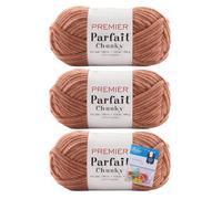 Premier Yarns Parfait Chunky Chenille 3.5 Oz 6 Super Bulky Weight 3 Pack Bundle with Bella's Stitch Place Holders (Acorn)