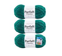 Premier Yarns Parfait Chunky Chenille 3.5 Oz 6 Super Bulky Weight 3 Pack Bundle with Bella's Stitch Place Holders (Emerald)