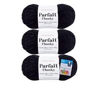 Premier Yarns Parfait Chunky Chenille 3.5 Oz 6 Super Bulky Weight 3 Pack Bundle with Bella's Stitch Place Holders (Black)