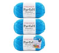Premier Yarns Parfait Chunky Chenille Yarn 3.5 Oz 6 Super Bulky Weight 3 Pack Bundle with Bella's Crafts Stitch Markers (Rock Candy)
