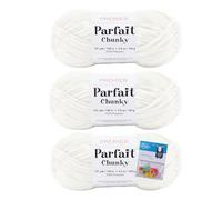 Premier Yarns Parfait Chunky Chenille Yarn 3.5 Oz 6 Super Bulky Weight 3 Pack Bundle with Bella's Crafts Stitch Markers (Cream)