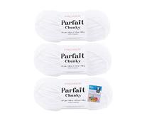 Premier Yarns Parfait Chunky Chenille Yarn 3.5 Oz 6 Super Bulky Weight 3 Pack Bundle with Bella's Crafts Stitch Markers (White)