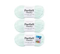 Premier Yarns Parfait Chunky Chenille Yarn 3.5 Oz 6 Super Bulky Weight 3 Pack Bundle with Bella's Crafts Stitch Markers (Mint)