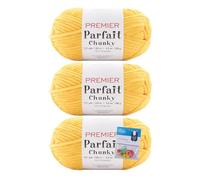 Premier Yarns Parfait Chunky Chenille Yarn 3.5 Oz 6 Super Bulky Weight 3 Pack Bundle with Bella's Crafts Stitch Markers (Summer Squash)