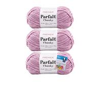Premier Yarns Parfait Chunky Chenille Yarn 3.5 Oz 6 Super Bulky Weight 3 Pack Bundle with Bella's Crafts Stitch Markers (Dusty Mauve)