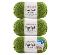 Premier Yarns Parfait Chunky Chenille Yarn 3.5 Oz 6 Super Bulky Weight 3 Pack Bundle with Bella's Crafts Stitch Markers (Goblin)