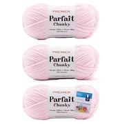 Premier Yarns Parfait Chunky Chenille Yarn 3.5 Oz 6 Super Bulky Weight 3 Pack Bundle with Bella's Crafts Stitch Markers (Cotton Candy)