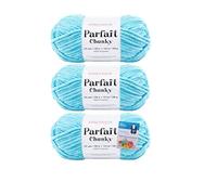Premier Yarns Parfait Chunky Chenille Yarn 3.5 Oz 6 Super Bulky Weight 3 Pack Bundle with Bella's Stitch Place Holders (Seaside)