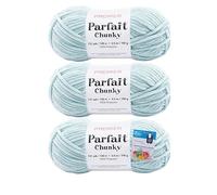 Premier Yarns Parfait Chunky Chenille Yarn 3.5 Oz 6 Super Bulky Weight 3 Pack Bundle with Bella's Stitch Place Holders (Rain)
