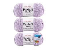 Premier Yarns Parfait Chunky Chenille Yarn 3.5 Oz 6 Super Bulky Weight 3 Pack Bundle with Bella's Crafts Stitch Markers (Lilac)
