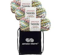 Premier Yarns Serenity Chunky Candy Confetti 2092-05 (3-Skeins - Same Dye Lot) Chunky Bulky #5 Acrylic Yarn for Crocheting and Knitting with Project Bag