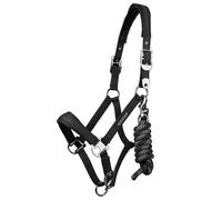 PremierEquine Duco Padded Head Collar with Lead Rope - Black Cob