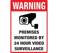 Premises Monitored By 24 Hr Video Surveillance Sign 8X12 Inch Rust Free Aluminum Easy To Read & Sturdy Keep Out Outdoor Metal Signs For Home Farm Yard