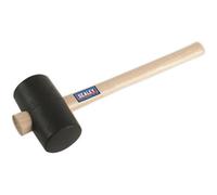 Premium 1.75Lb Black Rubber Mallet With Wooden Handle For Versatile Use
