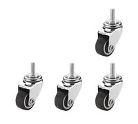 Premium 1" Castor Wheels Set of 4 with Brakes - Silent Mini Caster Wheels for Carts - No Floor Marks - M6x15mm Type 1 Heavy-Duty Profile Casters