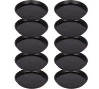 Premium 10-Pack Plastic Plant Saucers Round Waterproof Trays Designed to Catch Drainage from Pots Preventing Water Damage to Indoor & Outdoor Surfaces black ID:26cm(10.2")