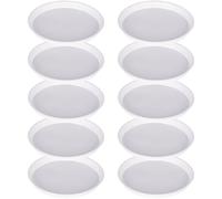 Premium 10-Pack Plastic Plant Saucers Round Waterproof Trays Designed to Catch Drainage from Pots Preventing Water Damage to Indoor & Outdoor Surfaces white ID:18.5cm(7.3")