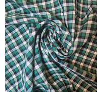 Premium 100% Cotton Gingham 1/8" Check Khadi Soft Linen Handloom Dress Craft Fabric Material 36" - 91 cm Wide Sold As 1 Meter Pre - Cut Lengths (Green Black White)