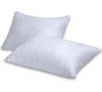Premium 100% Egyptian Cotton Pillow Cases 2x Pack, Easy Care Soft & Cosy Zipped Closure Hotel Quality Non Iron Jacquard Bed Pillow Cover Protector 50X80cm Anti-Allergic Pillow Cover (White)