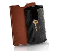 Premium 100% Oxhorn Dual-Action Beard Comb with Genuine Leather Case - the Perfect Beard Grooming Gift for Men by Man & Mane.