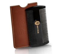 Premium 100% Oxhorn Dual-Action Beard Comb with Genuine Leather Case - the Perfect Beard Grooming Gift for Men by Man & Mane.
