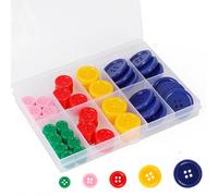 Premium 100 Pcs Resin Sewing Buttons, Eco-Friendly 4-Hole Craft Buttons, 5 Sizes of Black Round Mixed Buttons Suitable for Sewing, DIY and Holiday Decoration(Mixed Color)