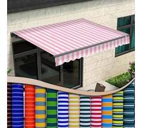 Premium 100% Polyester Retractable Awning Fabric Replacement - 280g Sunshade Canopy Cover for Outdoor Patios Windows Decks & Yards - Pink White Stripes 19.6x8.2ft