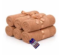 Premium 100% Royal Egyptian Cotton Face Cloths (33x33cm) - Pack of 6 - 700 GSM Extra Thick Washcloths - Soft, Super Absorbent & Long Lasting Face Towels - Ideal for Homes, Gyms, Spa & Skincare (Latte)