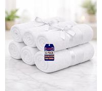 Premium 100% Royal Egyptian Cotton Face Cloths (33x33cm) - Pack of 6 - 700 GSM Extra Thick Washcloths - Soft, Super Absorbent & Long Lasting Face Towels - Ideal for Homes, Gyms, Spa & Skincare (White)