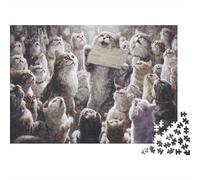 Premium 1000 Piece Cats Jigsaw Puzzle, A Lively Crowd of Curious Cats with Character Cognitive Development Puzzle, Home Activity Gift, 52x38cm/1000pcs
