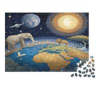 Premium 1000 Piece Earth Jigsaw Puzzle, A Surreal Vision of Earth in A Cosmic Fantasy Scene Stress Relief Brain Training Home Gift, 52x38cm/1000pcs